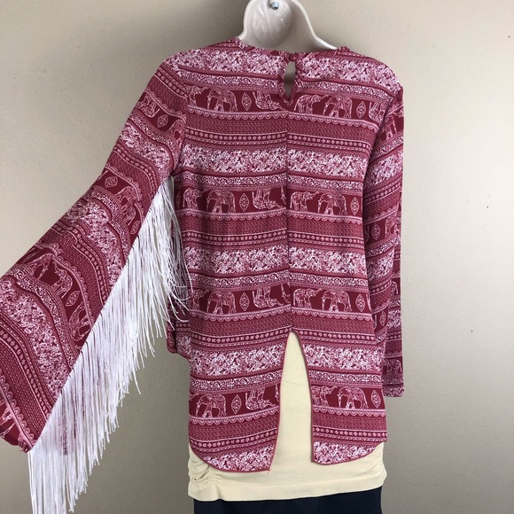 See You Monday Red Fringe Top - Picture 7 of 16